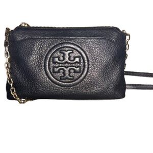Tory Burch Black Pebbled Leather Crossbody Bag